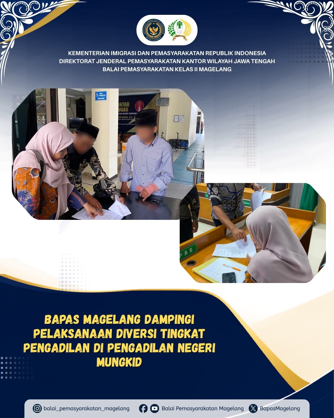 Bapas Magelang Dampingi Pelaksanaan Diversi Tingkat Pengadilan di PN Mungkid